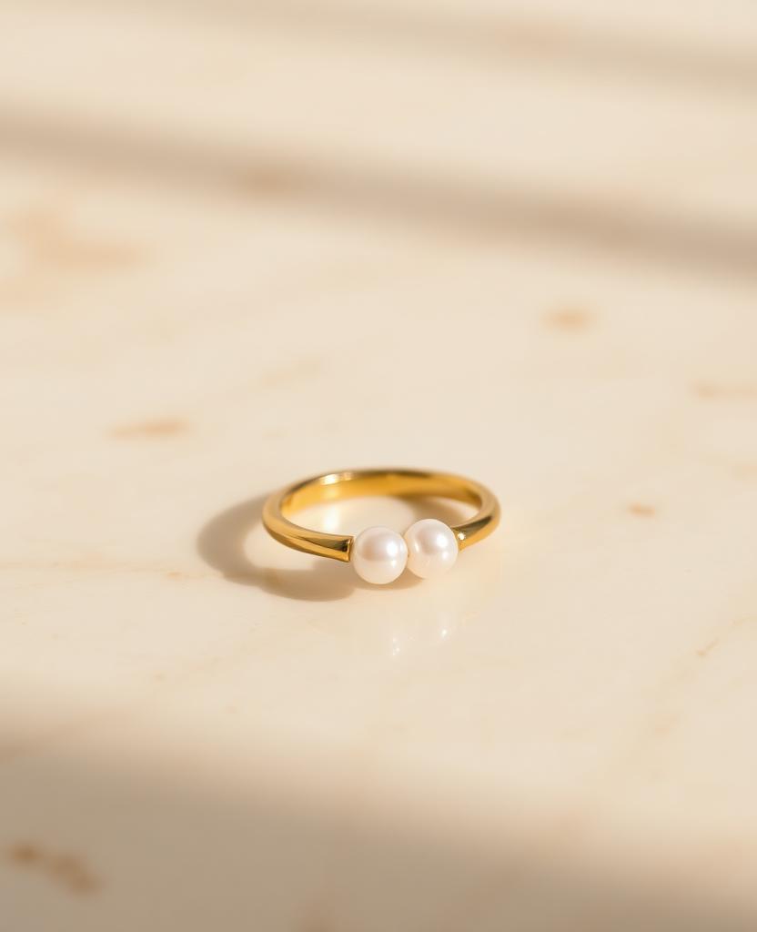 Gilded Twin Pearl Ring